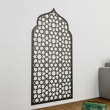 Interior Mihrab Islamic Wall Art - Wooden Prayer Niche | 8 - Pointed Star Motif - Islamic Wall Art Store
