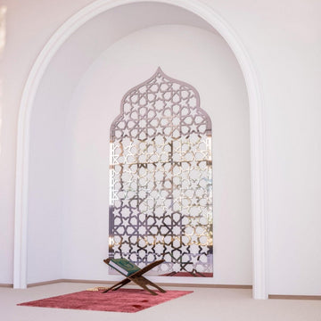 Interior Mihrab Islamic Wall Art - Wooden Prayer Niche | 8 - Pointed Star Motif - Islamic Wall Art Store