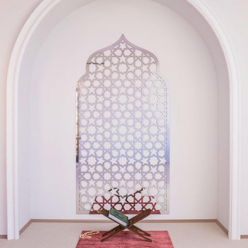 Interior Mihrab Islamic Wall Art - Wooden Prayer Niche | 8 - Pointed Star Motif - Islamic Wall Art Store