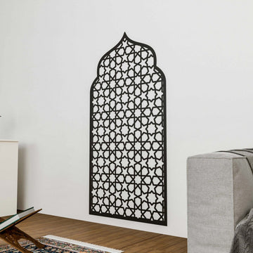 Interior Mihrab Islamic Wall Art - Wooden Prayer Niche | 8 - Pointed Star Motif - Islamic Wall Art Store