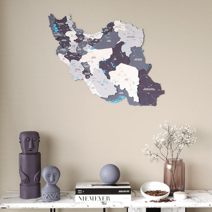 Colorful Iran Wooden Wall Map Heritage Home Decor