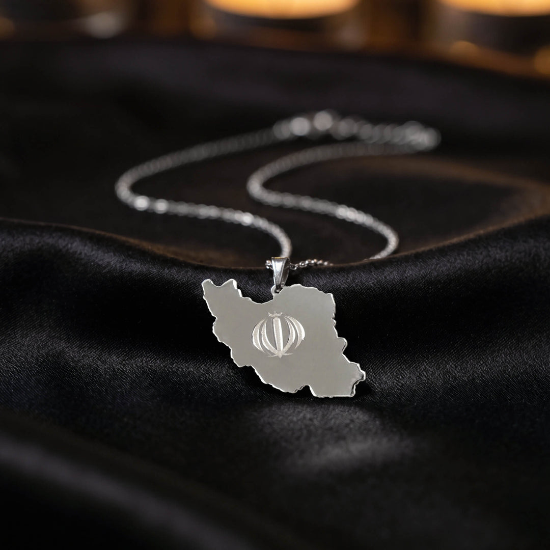 Iran map necklace, 925 sterling silver