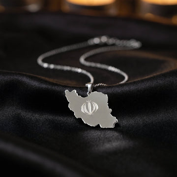 Iran map necklace, 925 sterling silver