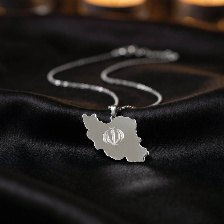 Iran map necklace, 925 sterling silver