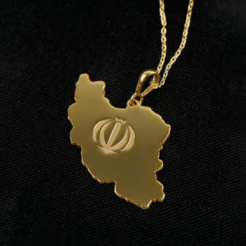 Iran map necklace, 18K gold plated