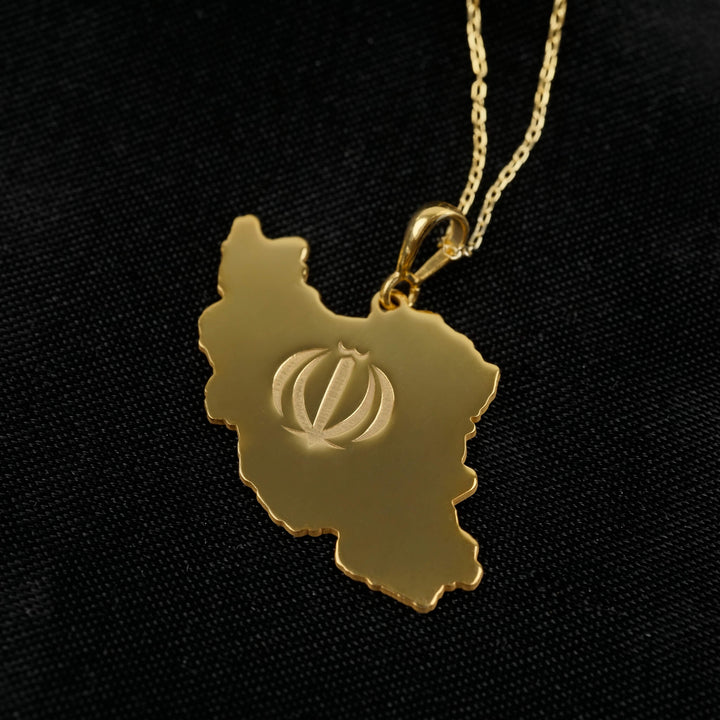 Iran map necklace, 18K gold plated