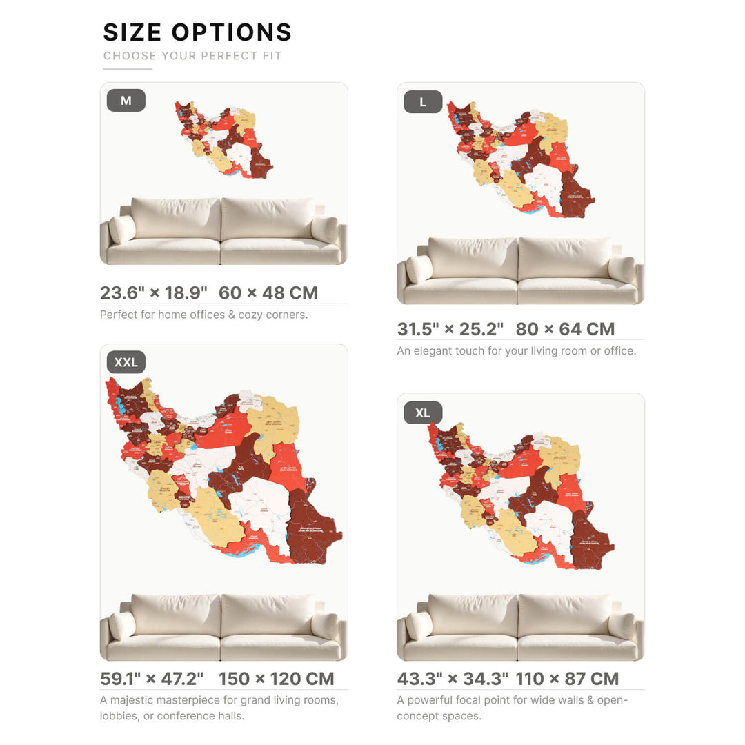 Colorful Iran Wooden Wall Map Heritage Home Decor