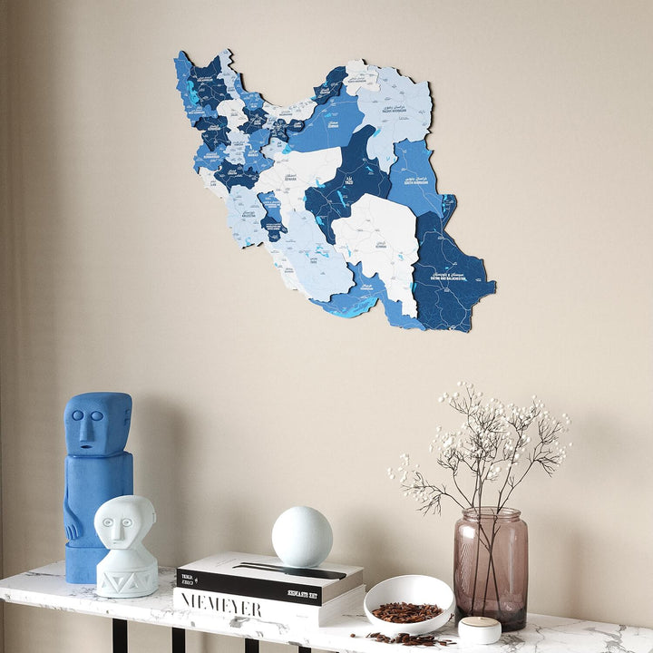 Colorful Iran Wooden Wall Map Heritage Home Decor