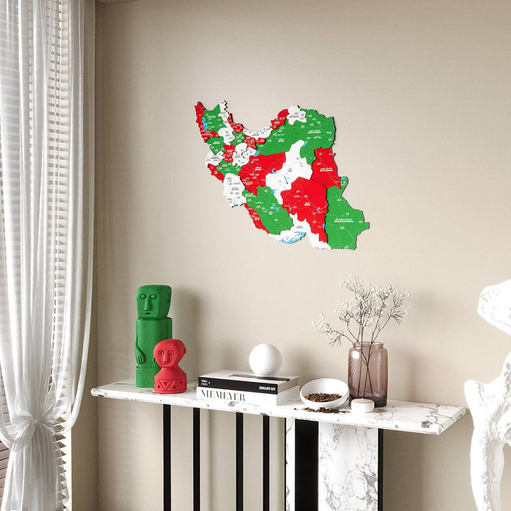 Colorful Iran Wooden Wall Map Heritage Home Decor