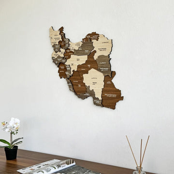 Iran Wooden Wall Map Islamic Wall Art Decor - Islamic Wall Art Store