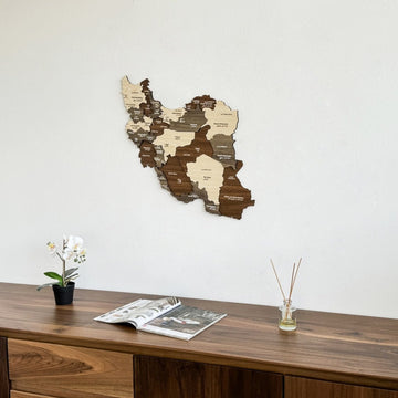 Iran Wooden Wall Map Islamic Wall Art Decor - Islamic Wall Art Store