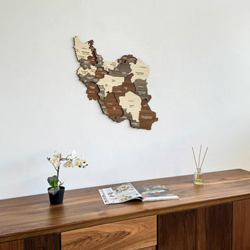 Iran Wooden Wall Map Islamic Wall Art Decor - Islamic Wall Art Store