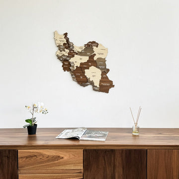 Iran Wooden Wall Map Islamic Wall Art Decor - Islamic Wall Art Store