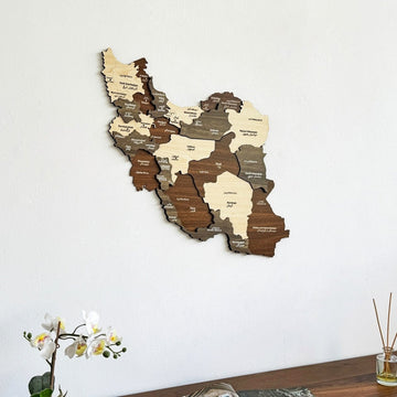 Iran Wooden Wall Map Islamic Wall Art Decor - Islamic Wall Art Store