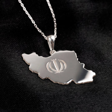 Iran map necklace in sterling silver