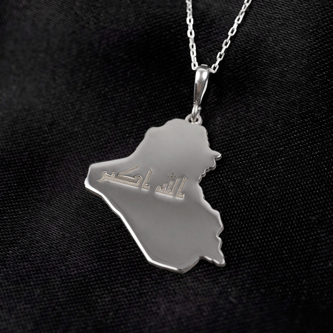 Iraq map necklace, 925 sterling silver
