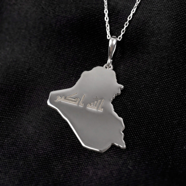 Iraq map necklace, 925 sterling silver
