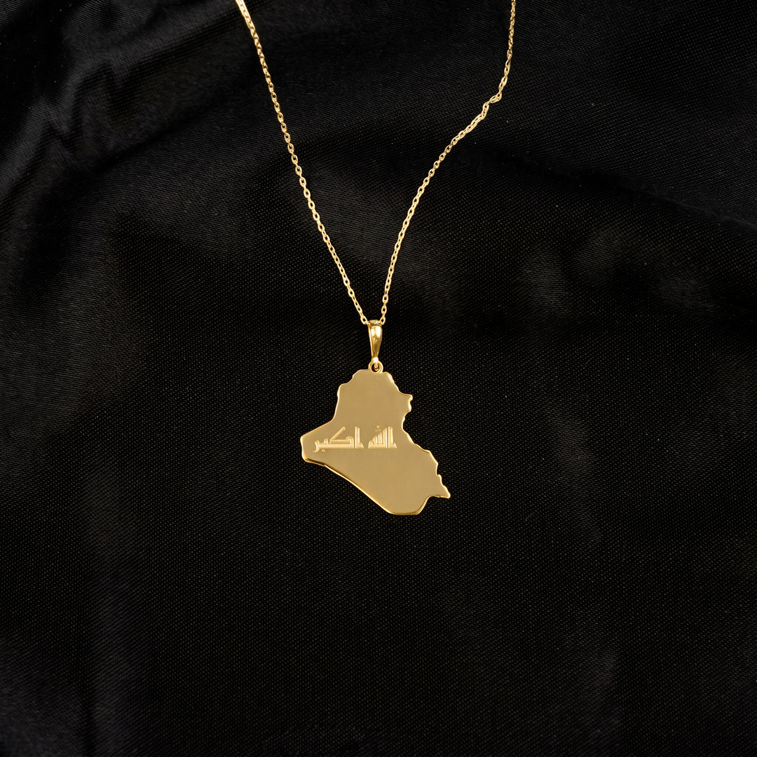 Iraq map necklace, 18K gold plated
