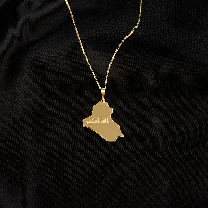 Iraq map necklace, 18K gold plated