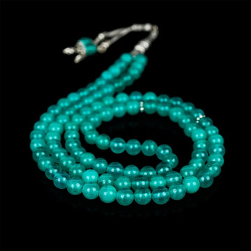 Islamic Beads - Mint Green Jade Stone Beads Polished Misbaha Tasbeeh - Islamic Wall Art Store
