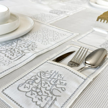 Islamic Dining Table Decor Silver Set for 6 | 19 - Piece - Islamic Wall Art Store