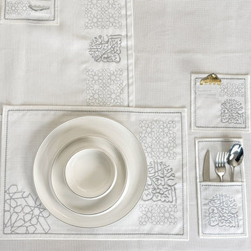 Islamic Dining Table Decor Silver Set for 6 | 19 - Piece - Islamic Wall Art Store