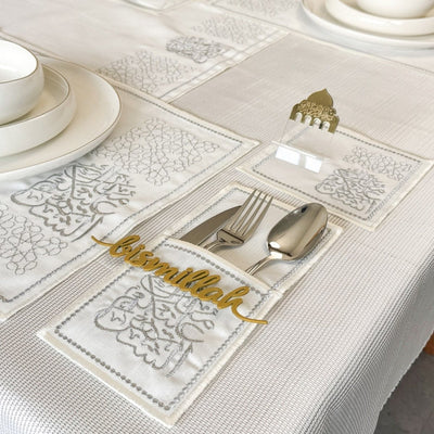Islamic Dining Table Decor Silver Set for 6 | 19 - Piece - Islamic Wall Art Store