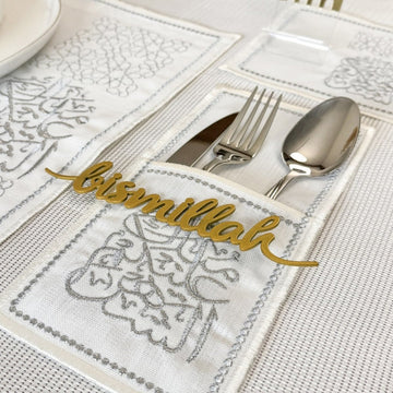 Islamic Dining Table Decor Silver Set for 6 | 19 - Piece - Islamic Wall Art Store