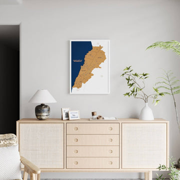 Framed Lebanon Cork Map Premium Wall Decor