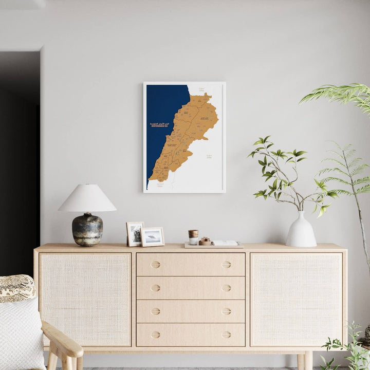 Framed Lebanon Cork Map Premium Wall Decor