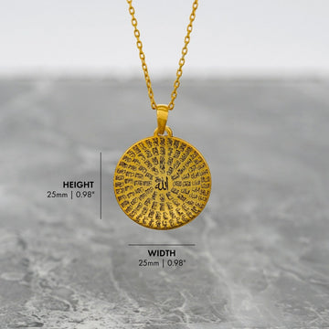 Islamic Necklace - Asma Ul Husna 18K Gold Plated Silver Pendant - Islamic Wall Art Store
