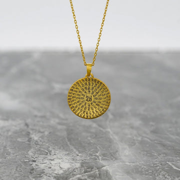 Islamic Necklace - Asma Ul Husna 18K Gold Plated Silver Pendant - Islamic Wall Art Store