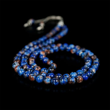 Islamic Prayer Beads - Aqua Blue & Black Speckled Dhikr Beads - Islamic Wall Art Store