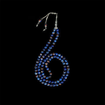 Islamic Prayer Beads - Aqua Blue & Black Speckled Dhikr Beads - Islamic Wall Art Store