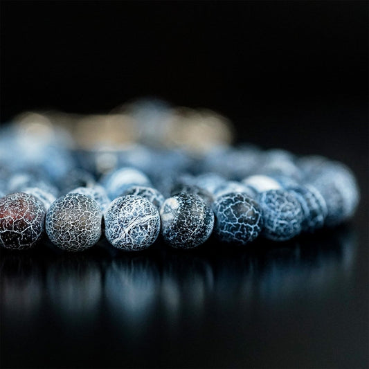 Islamic Prayer Beads - Blue Crack Agate Stone Beads Tasbeeh - Islamic Wall Art Store