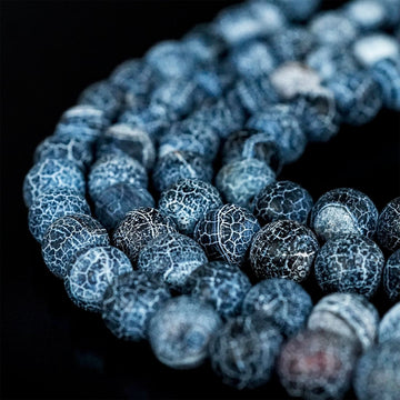 Islamic Prayer Beads - Blue Crack Agate Stone Beads Tasbeeh - Islamic Wall Art Store