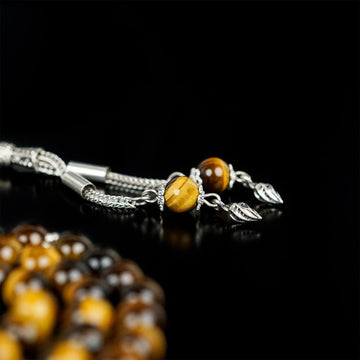 Islamic Prayer Beads - Golden Brown Tiger’s Eye Stone Beads Tasbeeh - Islamic Wall Art Store
