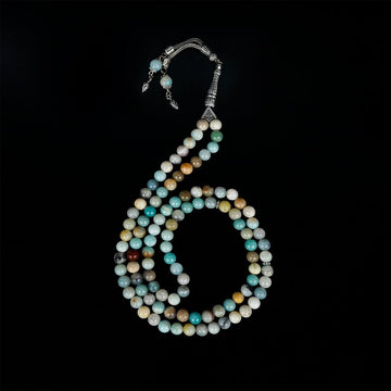 Islamic Prayer Beads | Multi - Colored Amazonite Stone Beads Dhikr Misbaha - Islamic Wall Art Store