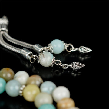 Islamic Prayer Beads | Multi - Colored Amazonite Stone Beads Dhikr Misbaha - Islamic Wall Art Store