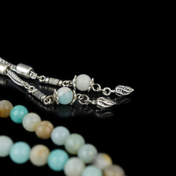 Islamic Prayer Beads | Natural Flower Amazonite Stone Beads Dhikr Misbaha - Islamic Wall Art Store