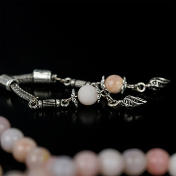 Islamic Prayer Beads - Pastel Pink Opal Stone Beads Dhikr Rosary - Islamic Wall Art Store
