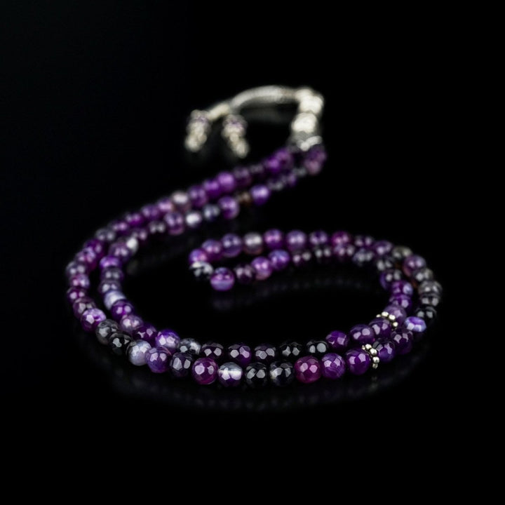 Islamic Prayer Beads - Purple Agate Prayer Beads - Faceted Cut - Islamic Wall Art Store