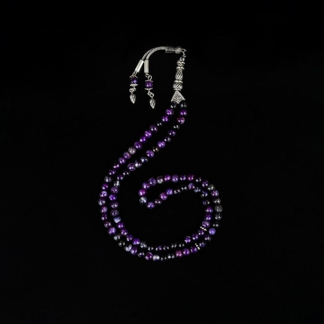 Islamic Prayer Beads - Purple Agate Prayer Beads - Faceted Cut - Islamic Wall Art Store