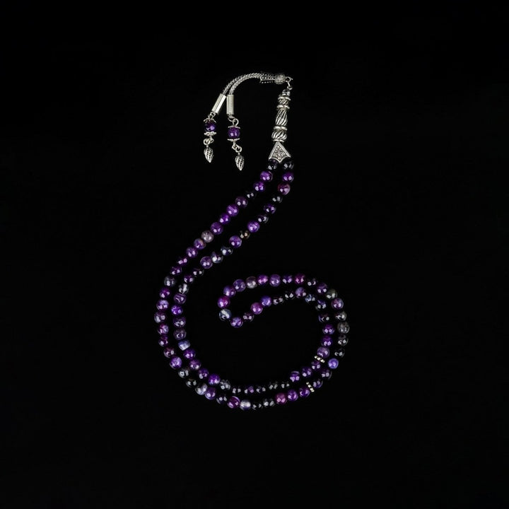 Islamic Prayer Beads - Purple Agate Prayer Beads - Faceted Cut - Islamic Wall Art Store