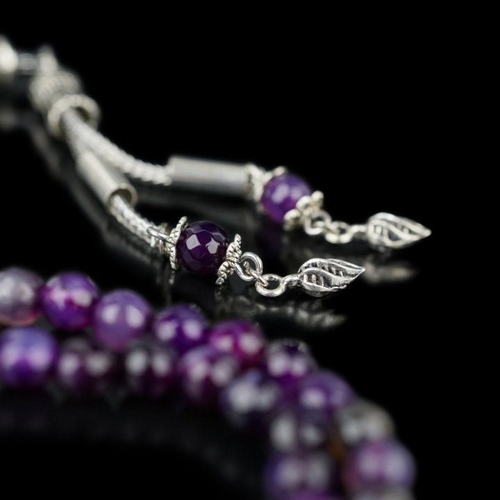 Islamic Prayer Beads - Purple Agate Prayer Beads - Faceted Cut - Islamic Wall Art Store