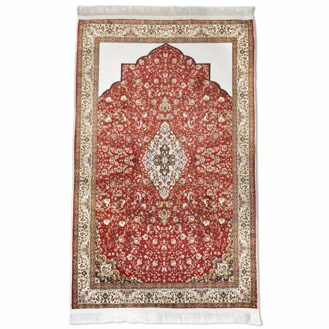 muslim-prayer-rug-deep-red-floral-patterns-islamicwallartstore