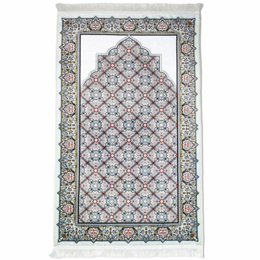 Islamic Prayer Rug - Gray & Red Geometric Patterns - Islamic Wall Art Store