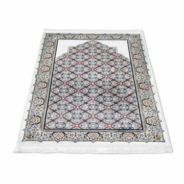 Islamic Prayer Rug - Gray & Red Geometric Patterns - Islamic Wall Art Store