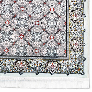 Islamic Prayer Rug - Gray & Red Geometric Patterns - Islamic Wall Art Store