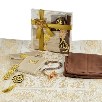 Islamic Prayer Rug Mat, Cream Color Prayer Set - Islamic Wall Art Store
